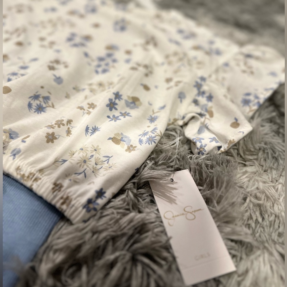 Jessica Simpson Floral Kids Matching Set - Blue and White